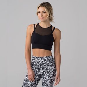 lululemon athletica Black Mesh-Detail Sports Bra